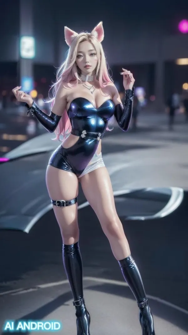AI 사이퍼펑크 틱한 캣츠걸..