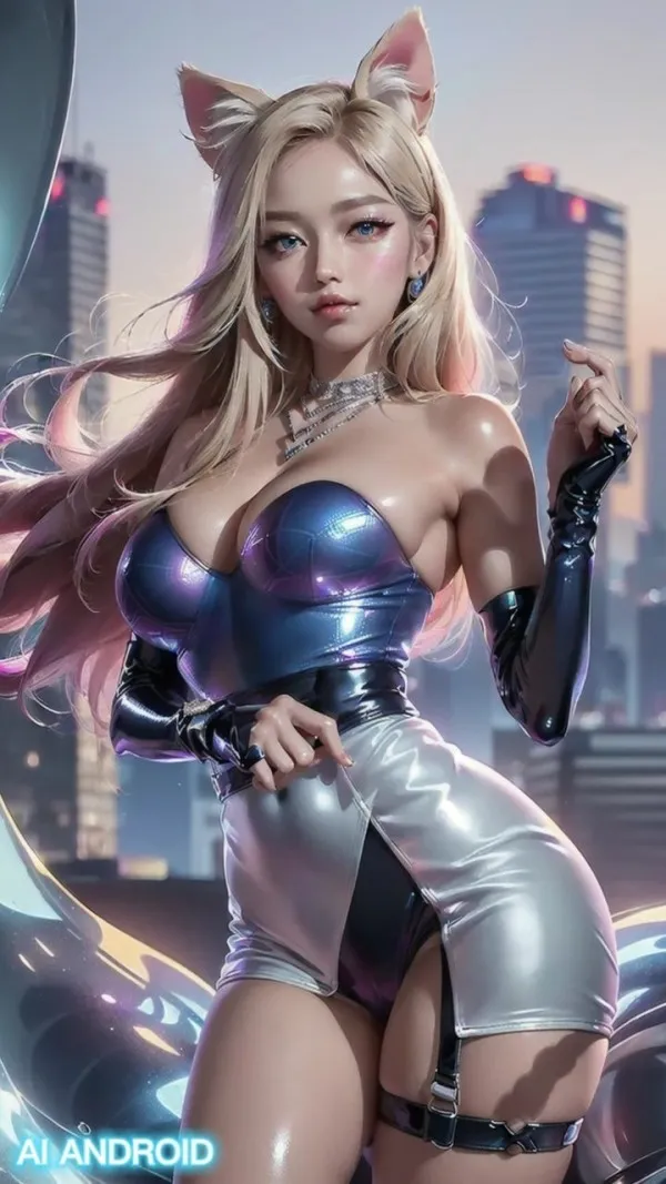 AI 사이퍼펑크 틱한 캣츠걸..