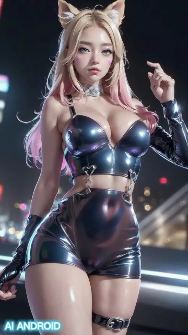 AI 사이퍼펑크 틱한 캣츠걸..