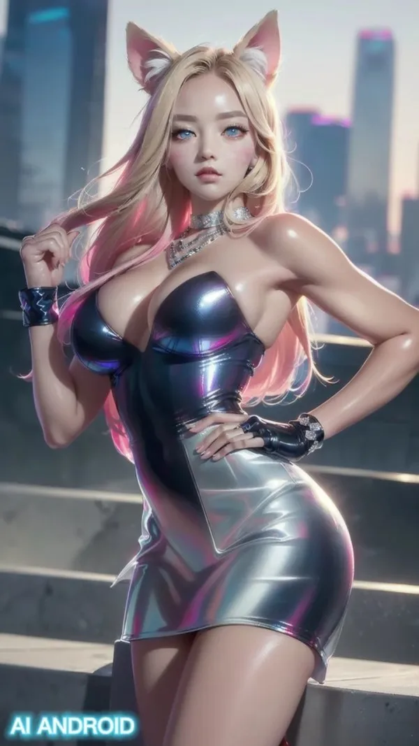 AI 사이퍼펑크 틱한 캣츠걸..